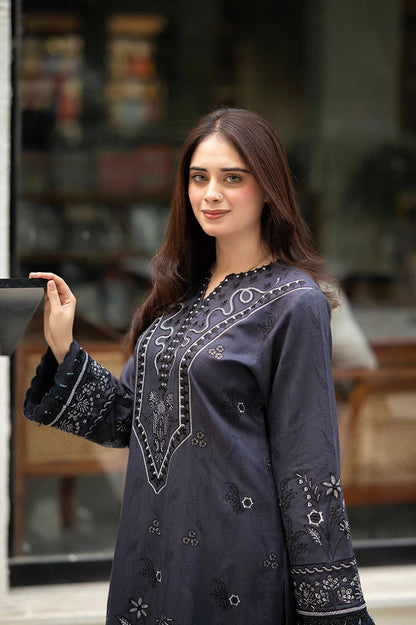 LIBAAS-3PC DHANAK EMBROIDERED SHIRT WITH DHANAK EMBROIDERED SHAWL & TROUSER-ADR-4223