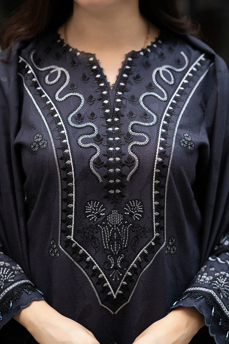 LIBAAS-3PC DHANAK EMBROIDERED SHIRT WITH DHANAK EMBROIDERED SHAWL & TROUSER-ADR-4223