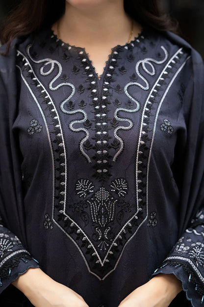 LIBAAS-3PC DHANAK EMBROIDERED SHIRT WITH DHANAK EMBROIDERED SHAWL & TROUSER-ADR-4223