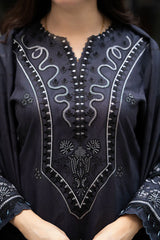 LIBAAS-3PC DHANAK EMBROIDERED SHIRT WITH DHANAK EMB SHAWL AND TROUSER-ADR-4224