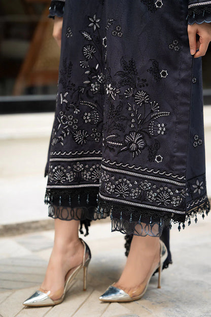 LIBAAS-3PC DHANAK EMBROIDERED SHIRT WITH DHANAK EMBROIDERED SHAWL & TROUSER-ADR-4223