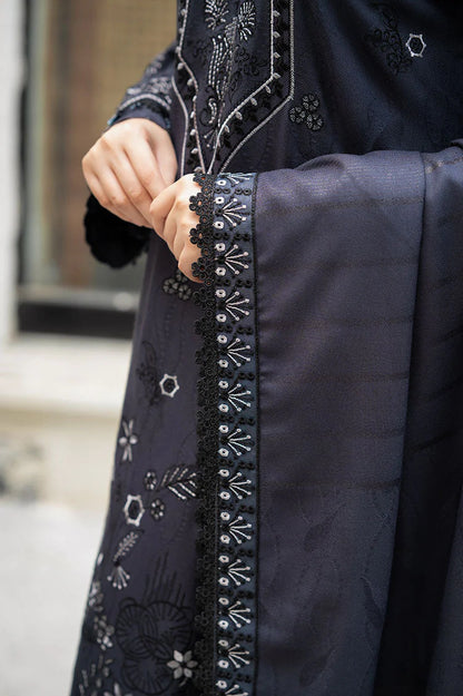 LIBAAS-3PC DHANAK EMBROIDERED SHIRT WITH DHANAK EMBROIDERED SHAWL & TROUSER-ADR-4223