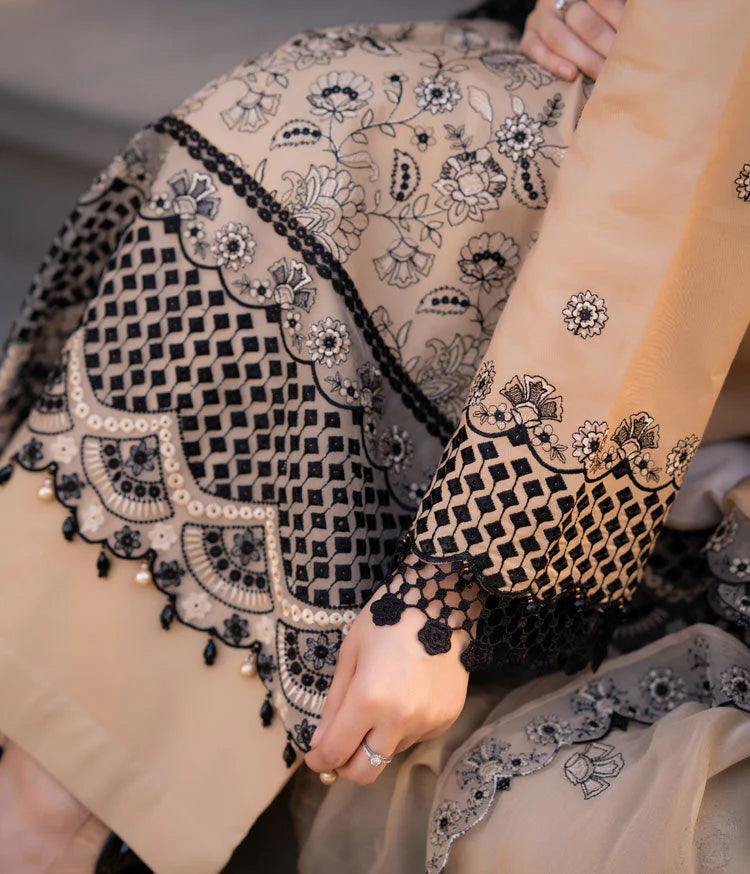 SAPPHIRE-3PC DHANAK EMBROIDERED SHIRT WITH CHIFFON EMBROIDERED DUPATTA AND TROUSER-ADR-4035