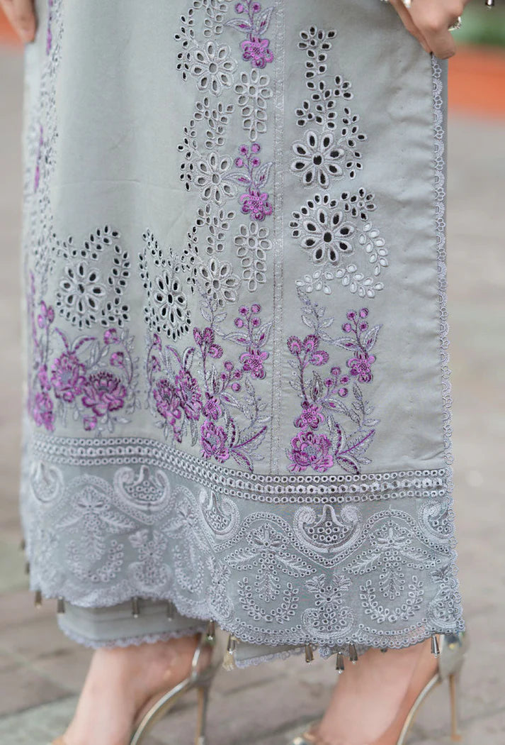 LIBAAS-3PC DHANAK EMBROIDERED SHIRT WITH DHANAK SHAWL AND TROUSER ADR-4069