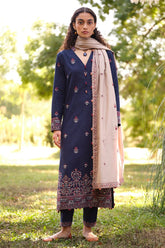 MARIA B- 3PC DHANAK EMBROIDERED SHIRT WITH DHANAK EMBROIDERED SHAWL -ADR-3115