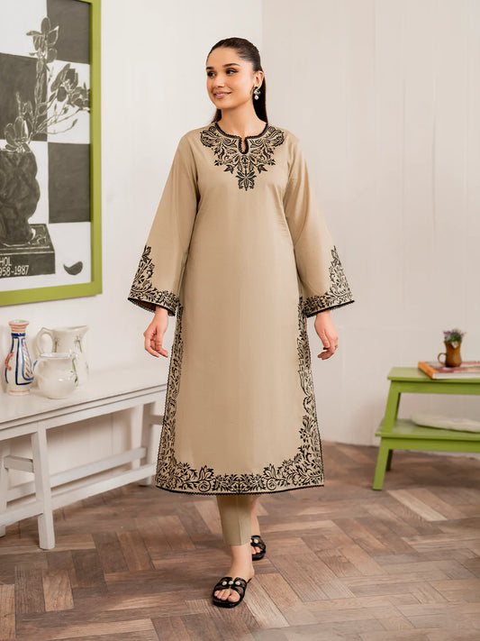 GARNET-3PC DHANAK EMBROIDERED SHIRT WITH COUTURE PRINT SHAWL AND TROUSER-ADR-4108