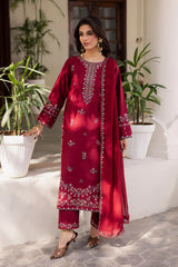 BATIK-3PC LAWN EMBROIDERED SHIRT WITH CHIFFON EMBROIDERED DUPATTA AND EMB TROUSER-ADR-4732