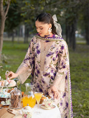 GARNET-3PC LAWN PRINTED EMB SHIRT WITH SILK PRINTED DUPATTA AND PRINTED TROUSER-ADR-045