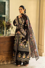 HUSSAIN REHAR-3PC LAWN EMBROIDERED SHIRT WITH CHIFFON PRINTED DUPATTA AND TROUSER-ADR-4702