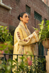 MAHNUR-3PC LAWN EMBROIDERED SHIRT WITH KHAADI NET EMBROIDERED DUPATTA AND TROUSER -ADR-4657