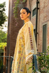 MAHNUR-3PC LAWN EMBROIDERED SHIRT WITH KHAADI NET EMBROIDERED DUPATTA AND TROUSER -ADR-4657