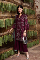 SAPPHIRE-3PC LAWN LASER WORK EMBROIDERED SHIRT WITH KHADDI NET EMBROIDERED DUPATTA AND TROUSER-ADR-4666