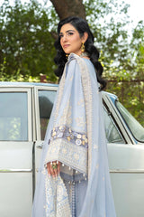 ETHNC-3PC LAWN EMBROIDERED SHIRT WITH ORGANZA EMBROIDERED DUPATTA AND TROUSER -ADR-4710
