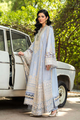 ETHNC-3PC LAWN EMBROIDERED SHIRT WITH ORGANZA EMBROIDERED DUPATTA AND TROUSER -ADR-4710