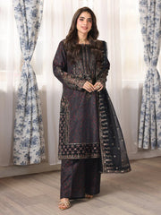 MOHAGNI-3PC LAWN PRINTED EMBROIDERED SHIRT WITH ORGANZA EMBROIDERED DUPATTA AND PRINT TROUSER-ADR-009