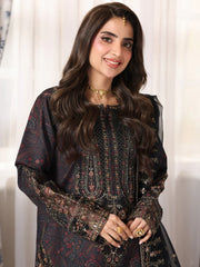 MOHAGNI-3PC LAWN PRINTED EMBROIDERED SHIRT WITH ORGANZA EMBROIDERED DUPATTA AND PRINT TROUSER-ADR-009