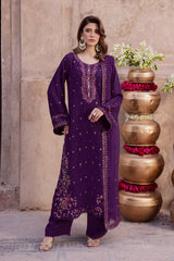 BATIK-3PIECE LAWN SEQUIN EMBROIDERED SHIRT WITH CHIFFON EMBROIDERED DUPATTA AND TROUSER-ADR-4859