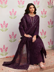 MAHNUR-3PC LAWN SEQUENCE EMBROIDERED SHIRT WITH KHADDI NET EMBROIDERED DUPATTA AND TROUSER-ADR-4692