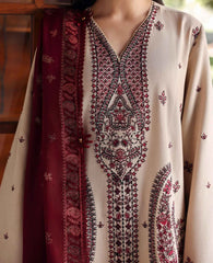 REPUBLIC-3PC DHANAK EMBROIDERED SHIRT WITH DHANAK EMBROIDERED SHAWL AND EMB TROUSER -ADR-5169