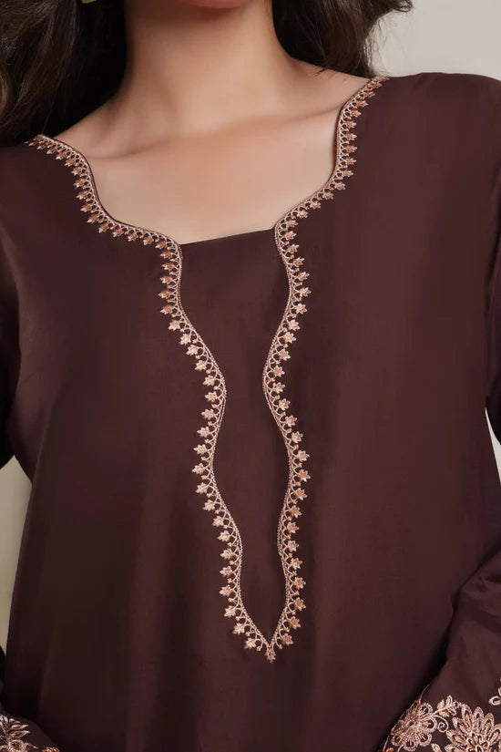 BATIK-3PC DHANAK EMBROIDERED SHIRT WITH COURTRAI PRINTED SHAWL AND TROUSER-ADR-4277