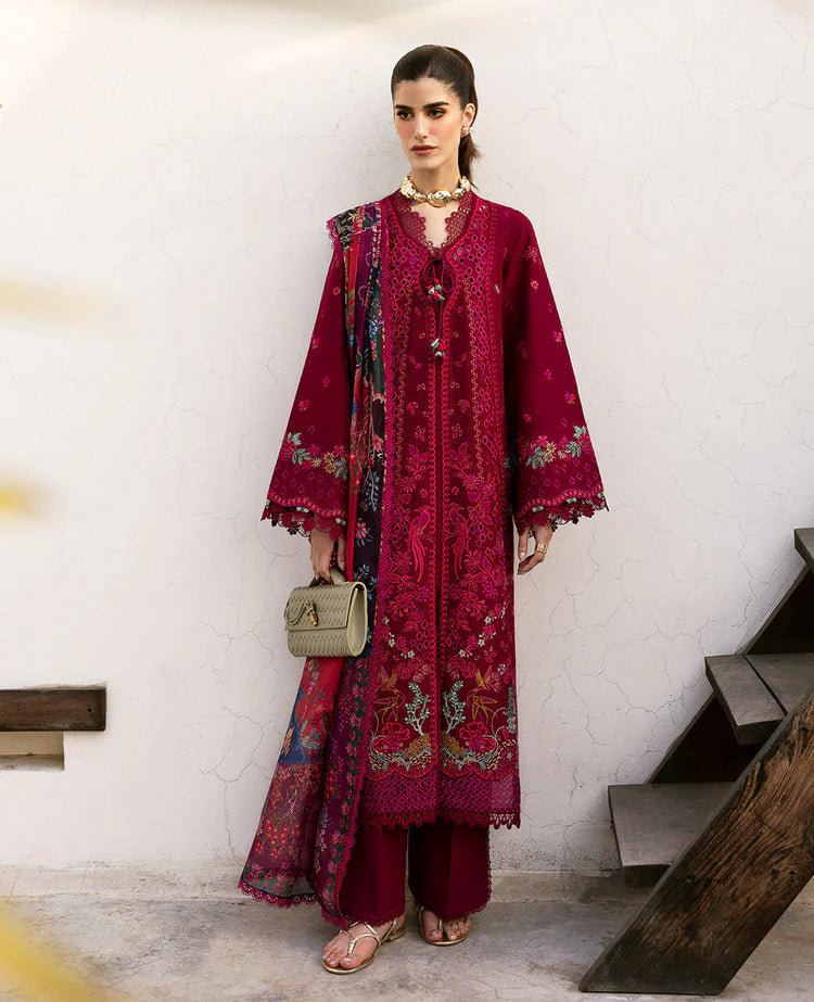 REPUBLIC-3PC DHANAK EMBROIDERED SHIRT WITH COURTRAI PRINTED SHAWL & DHANAK TOUSER-ADR-4278