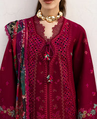 REPUBLIC-3PC DHANAK EMBROIDERED SHIRT WITH COURTRAI PRINTED SHAWL & DHANAK TOUSER-ADR-4278