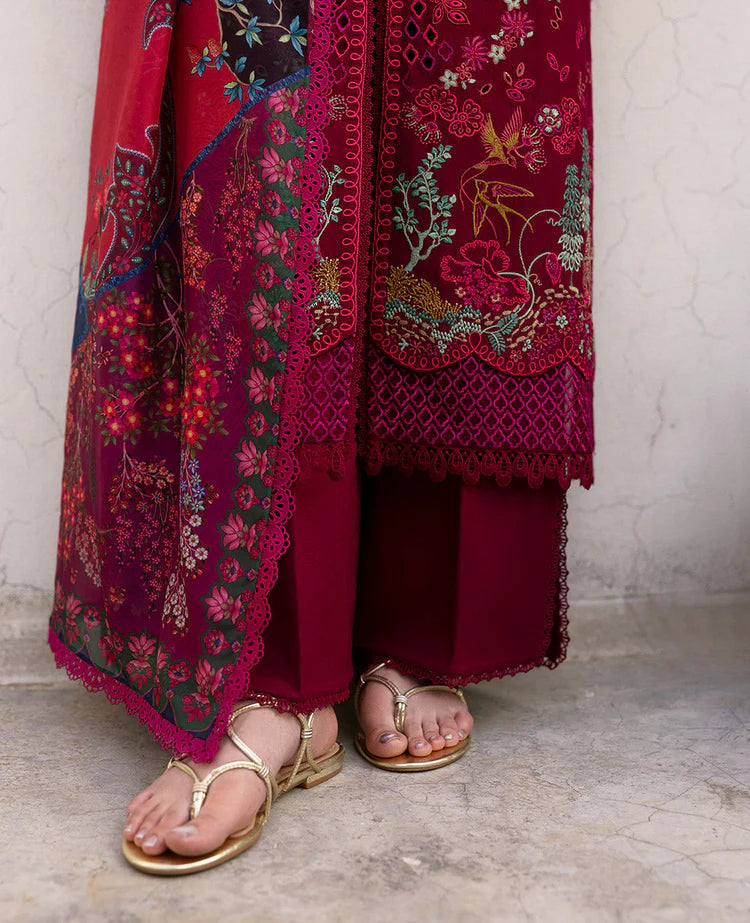 REPUBLIC-3PC DHANAK EMBROIDERED SHIRT WITH COURTRAI PRINTED SHAWL & DHANAK TOUSER-ADR-4278