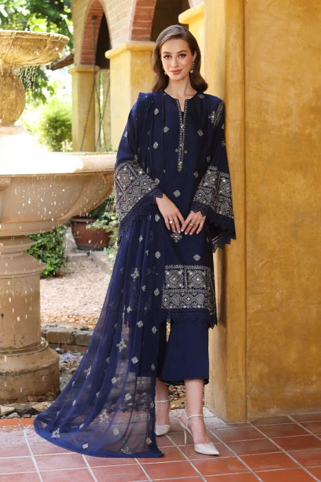 BAREEZE - 3PC DHANAK EMBROIDERED SHIRT WITH CHIFFON EMBROIDERED DUPATTA AND TROUSER-ADR-3138