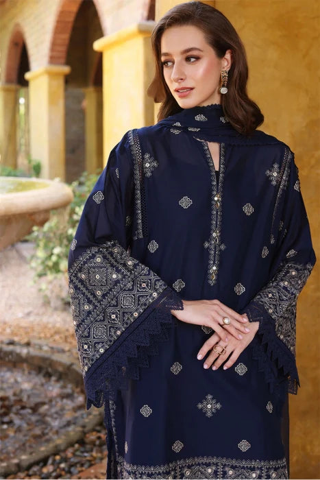 BAREEZE - 3PC DHANAK EMBROIDERED SHIRT WITH CHIFFON EMBROIDERED DUPATTA AND TROUSER-ADR-3138