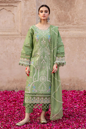 MAHNUR - 3PC LAWN EMBROIDERED SHIRT WITH CHIFFON EMBROIDERED DUPATTA AND TROUSER-ADR-3778