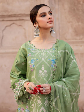 MAHNUR - 3PC LAWN EMBROIDERED SHIRT WITH CHIFFON EMBROIDERED DUPATTA AND TROUSER-ADR-3778
