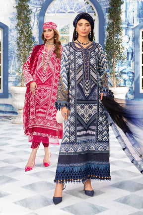 MARIA.B- LAWN 3PC PRINT WITH DIAMOND PRINT DUPATTA AND PRINT TROUSER-ADR-1002