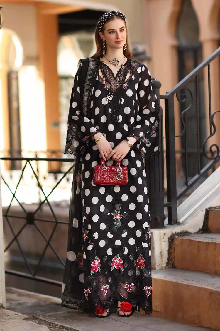MARIA.B-3PC LAWN PRINTED EMB SHIRT WITH SILK PRINTED DUPATTA AND PRINTED TROUSER-ADR-072