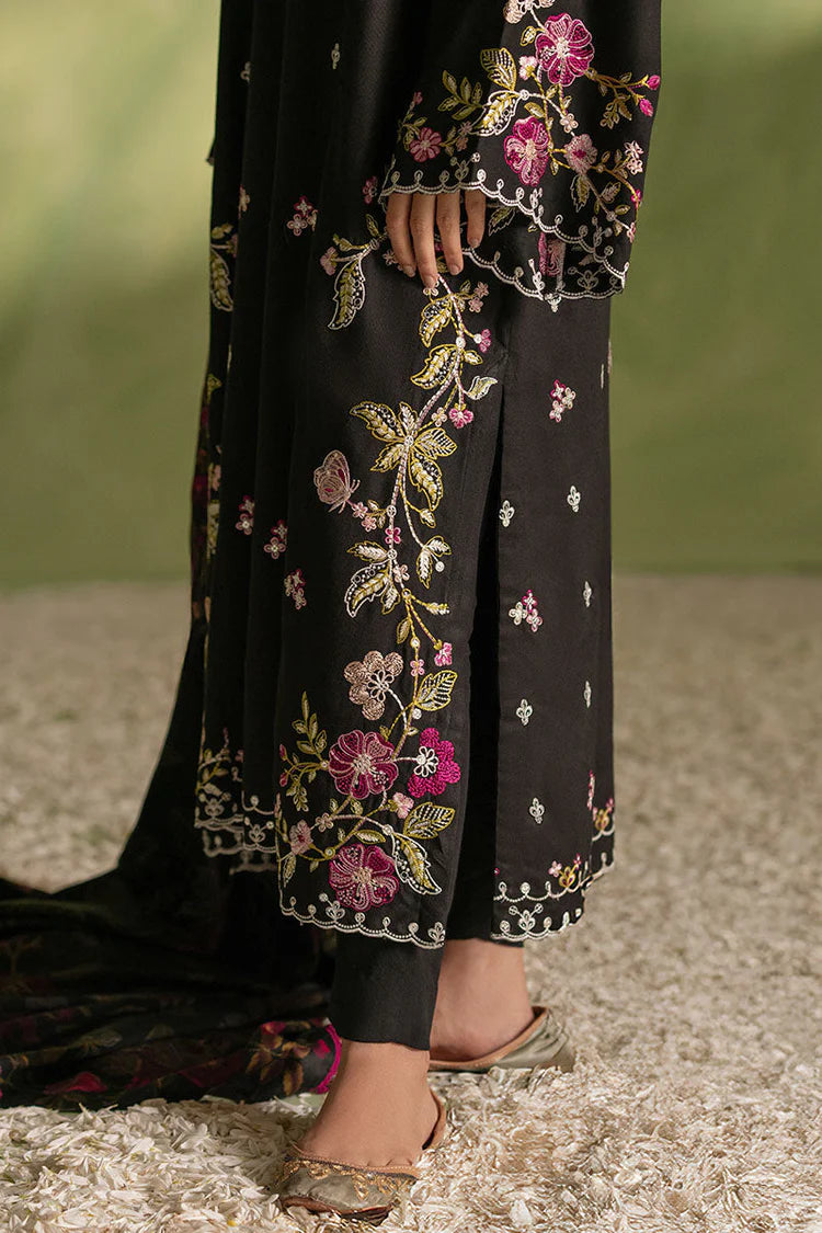 CROSS STITCH-3PC DHANAK EMBROIDERED SHIRT WITH COURTRAI PRINTED SHAWL AND TROUSER-ADR-4276