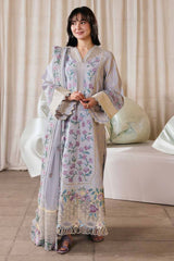 MARYAM HUSSAIN-3PC LAWN EMBROIDERED SHIRT WITH KHADDI NET EMB DUPATTA AND TROUSER-ADR-4913