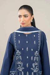 MARIA B-3PC DHANAK EMBROIDERED SHIRT WITH COUTRAI WOOL PRINTED SHAWL AND TROUSER-ADR-4176