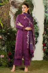 SOBIA NAZIR-3PC DHANAK CHIKAN EMBROIDERED SHIRT WITH COURTRAI PRINTED SHAWL AND TROUSER-ADR-4097