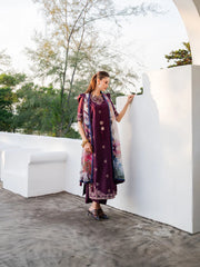 IZEL-3PC LAWN EMBROIDERED SHIRT WITH CHIFFON PRINT DUPATTA AND EMB TROUSER-ADR-4839