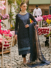 MAHNUR-3PC LAWN EMBROIDERED SHIRT WITH KHADDI NET EMB DUPATTA AND TROUSER-ADR-4738