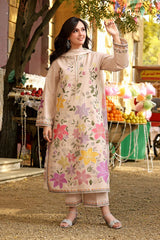 ANEELAS -3PC DHANAK EMBROIDERED SHIRT WITH WOOL DIGITAL PRINT SHAWL AND TROUSER-ADR-5093