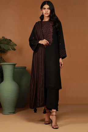 ZARASHAHJAHAN- 3PC DHANAK EMBROIDERED SHIRT WITH WOOL PRINT SHAWL & TROUSER-ADR-3118