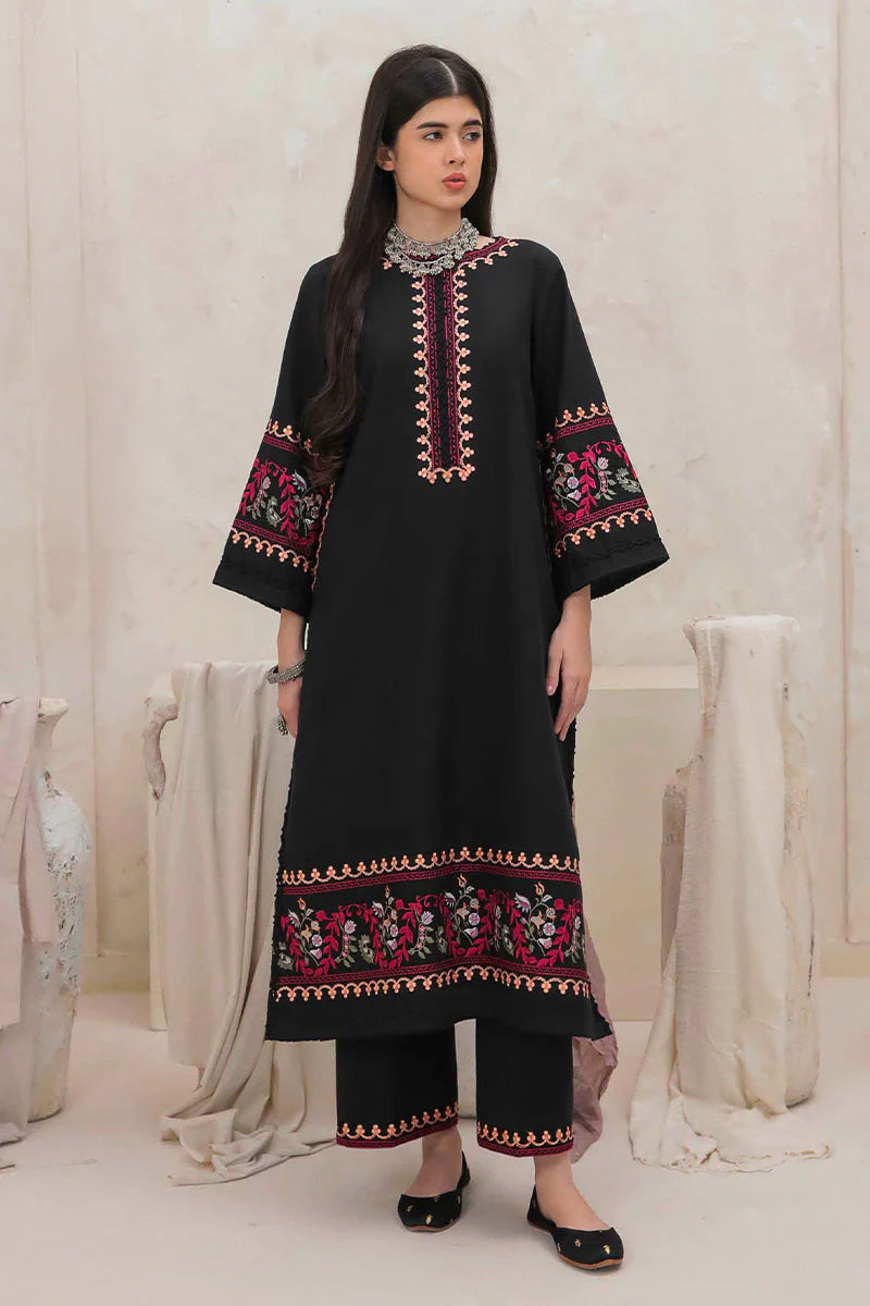 MUSHQ-2PC DHANAK EMBROIDERED SHIRT & EMBROIDERED TROUSER-ADR-112