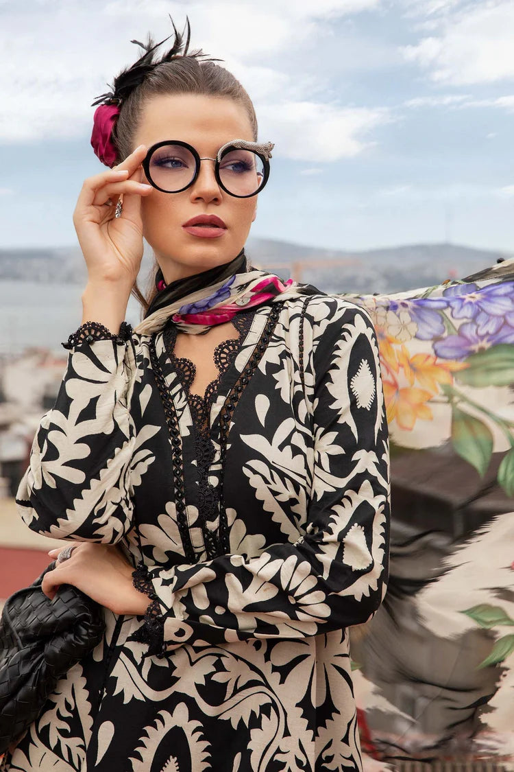 MARIA.B-3PC KHADDAR PRINTED EMB SHIRT WITH KHADDAR PRINTED DUPATTA AND PRINTED TROUSER-ADR-2629