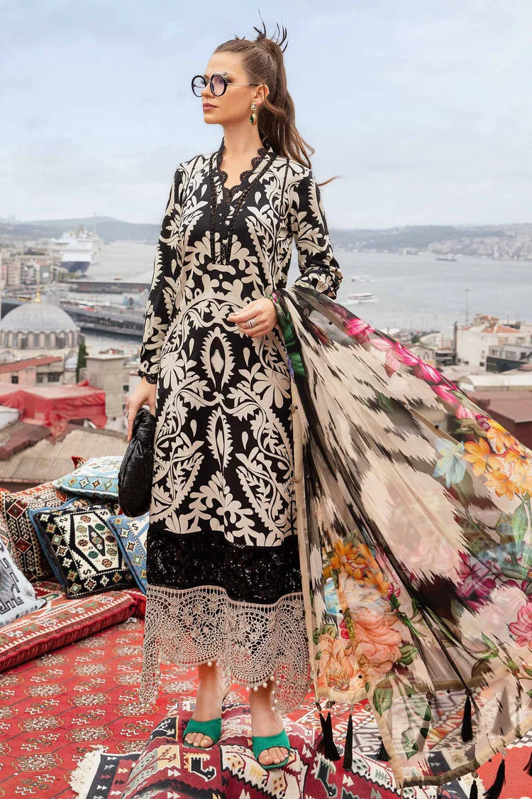 MARIA.B-3PC KHADDAR PRINTED EMB SHIRT WITH KHADDAR PRINTED DUPATTA AND PRINTED TROUSER-ADR-2629