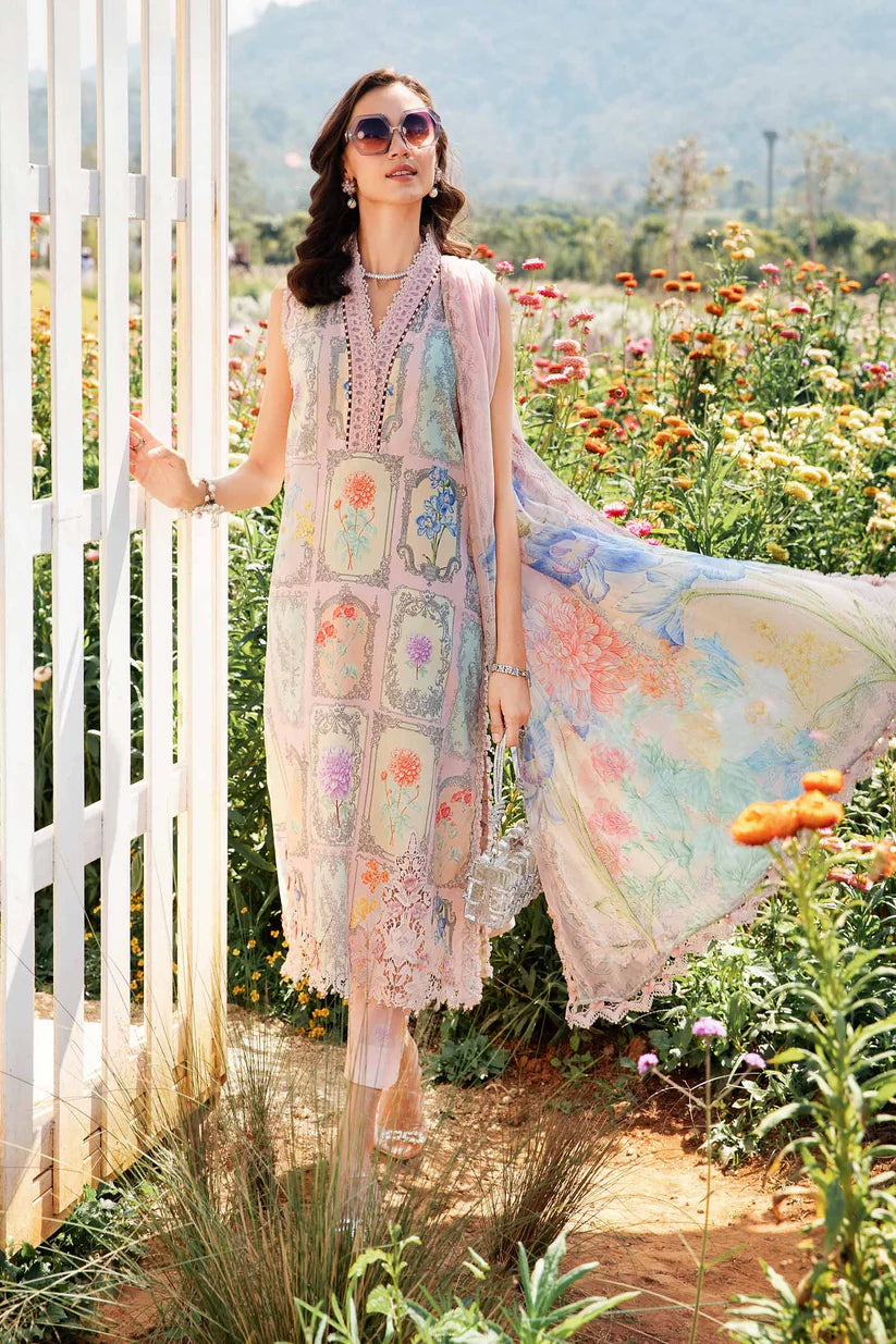 MARIA.B-3PC LAWN EMBROIDERED PRINTED SHIRT WITH CHIFFON PRINT DUPATTA AND PRINT TROUSER-ADR-2522