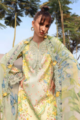 MARIA.B-3PC LAWN PRINTED EMB SHIRT WITH SILK PRINTED DUPATTA AND TROUSER-ADR-037