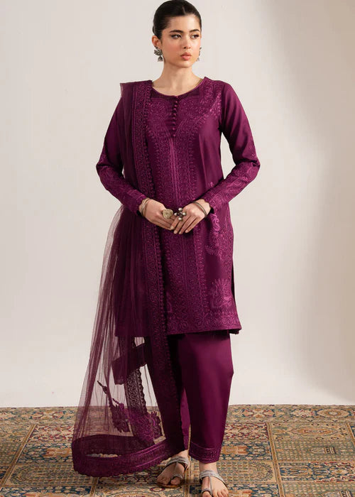 MARYAM & MARIA-3PC LAWN EMBROIDERED SHIRT WITH ORGANZA EMBROIDERED DUPATTA & TROUSER-ADR-3791