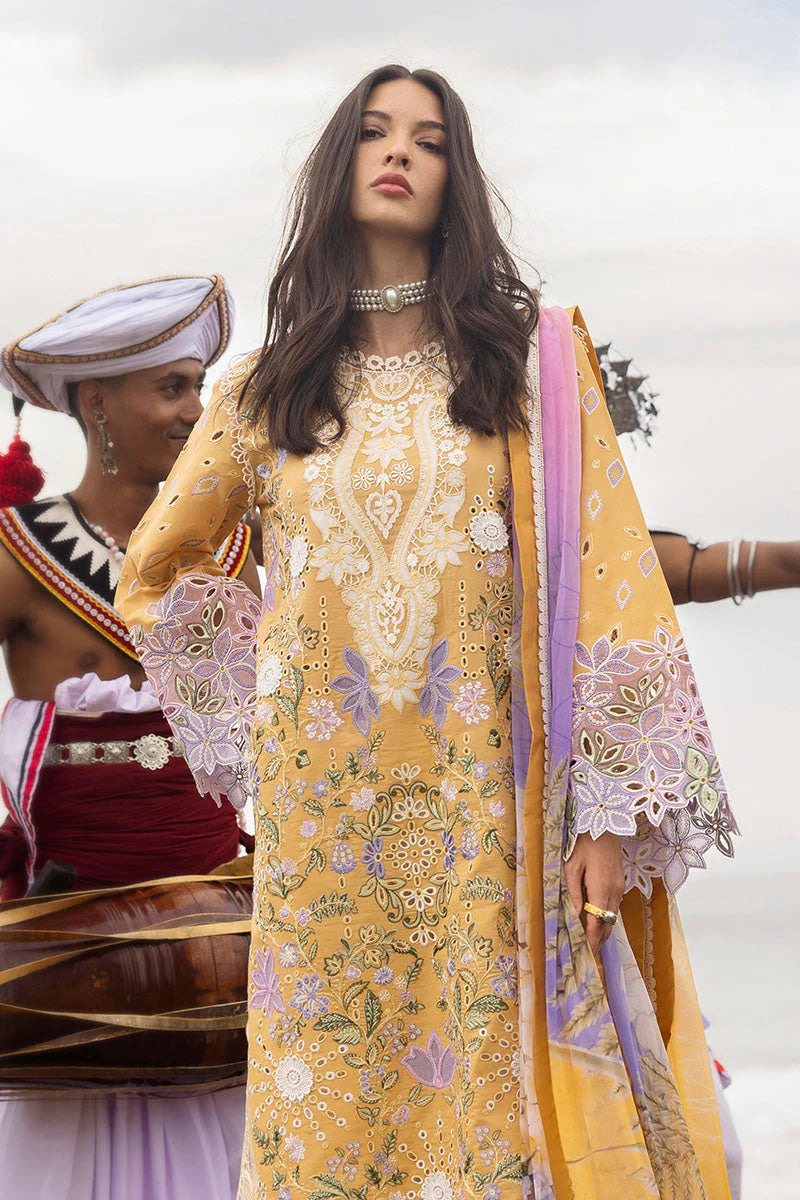 MUSHQ-3PC LAWN EMBROIDERED SHIRT WITH CHIFFON PRINT DUPATTA & TROUSER-ADR-3737