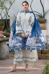 MOTIFZ-3PC LAWN HEAVY EMBROIDERED SHIRT WITH SILK PRINTED DUPATTA AND TROUSER-ADR-4906