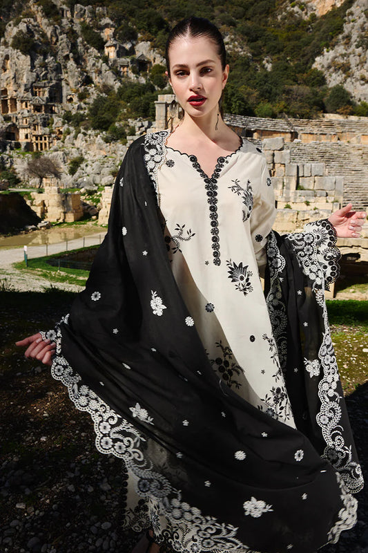 IMAGE-3PC LAWN EMBROIDERED SHIRT WITH CHIFFON EMBROIDERED DUPATTA AND EMB TROUSER-ADR-3714